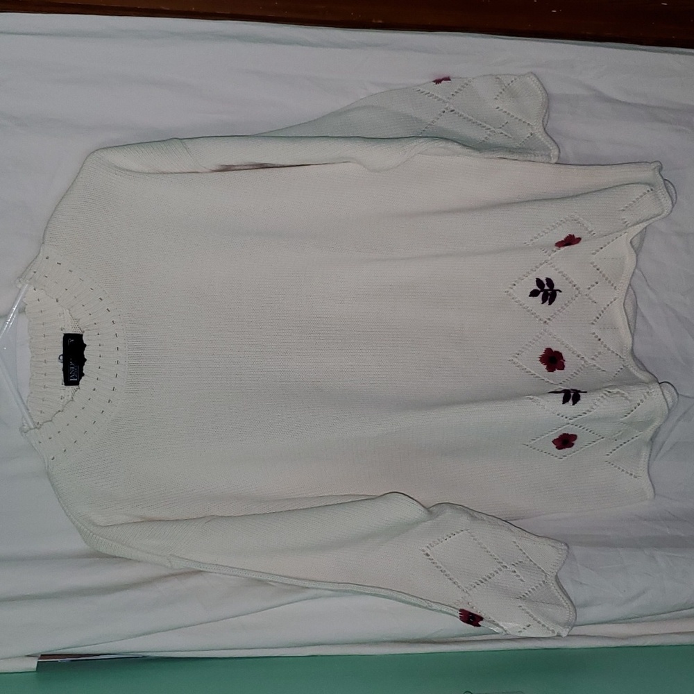 Vintage 90s y2k Lands End Embroidered Fall Knit Sweater